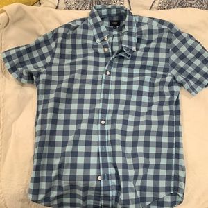 JCrew. Short sleeve button down. Blue. Medium. Used.